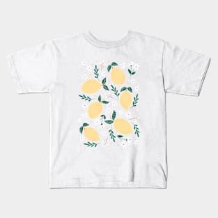 Summer Lemons on Aqua Blue Kids T-Shirt